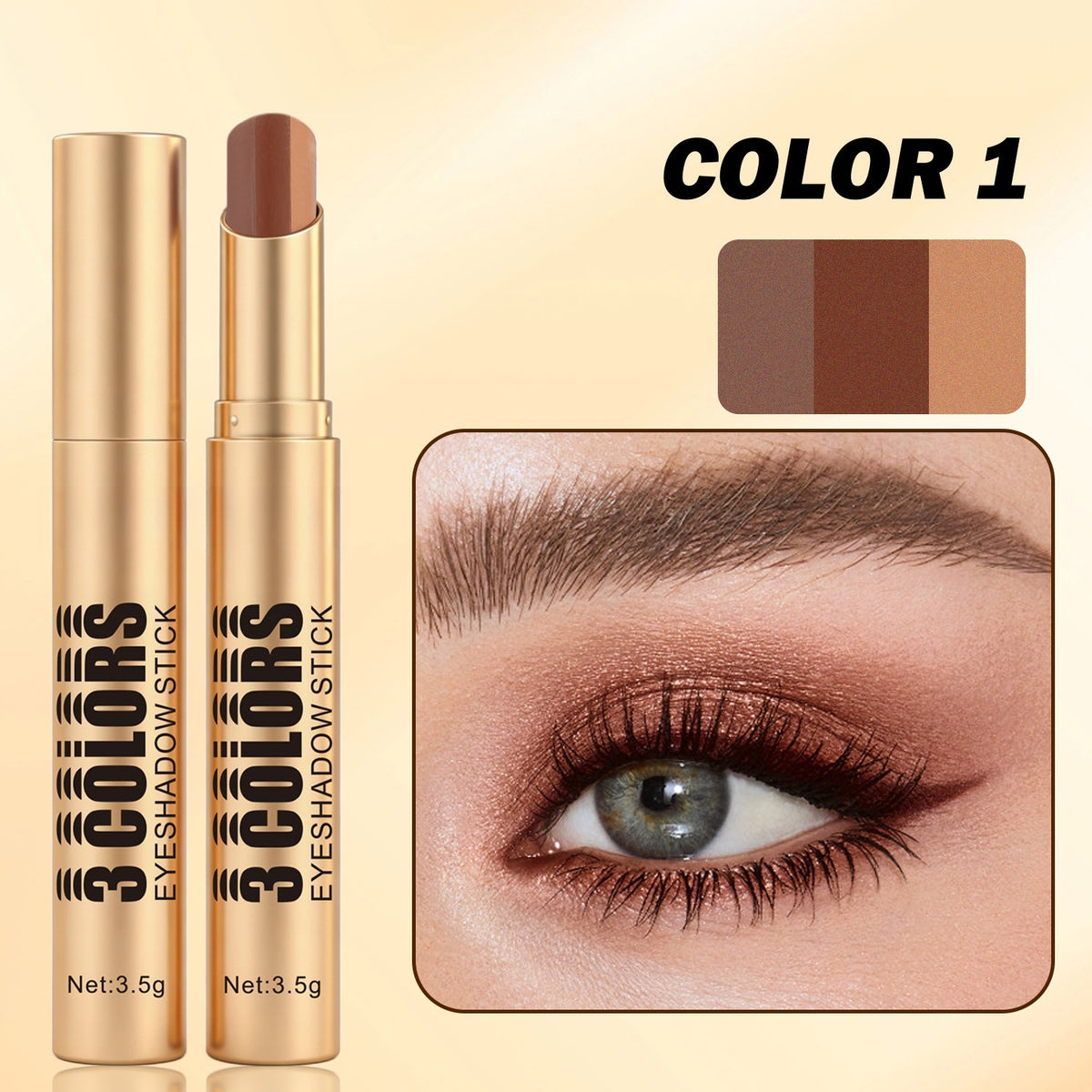 Three color eye shadow stick matte fine flash natural gradual change eye shadow
