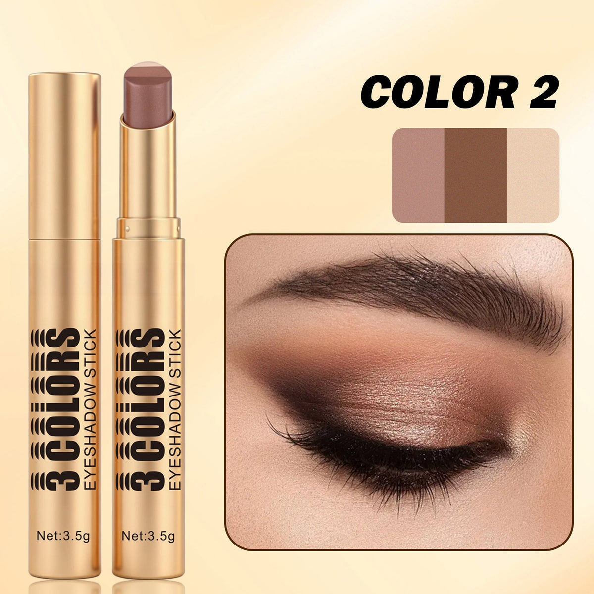 Three color eye shadow stick matte fine flash natural gradual change eye shadow