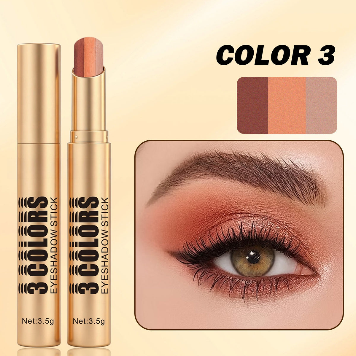Three color eye shadow stick matte fine flash natural gradual change eye shadow