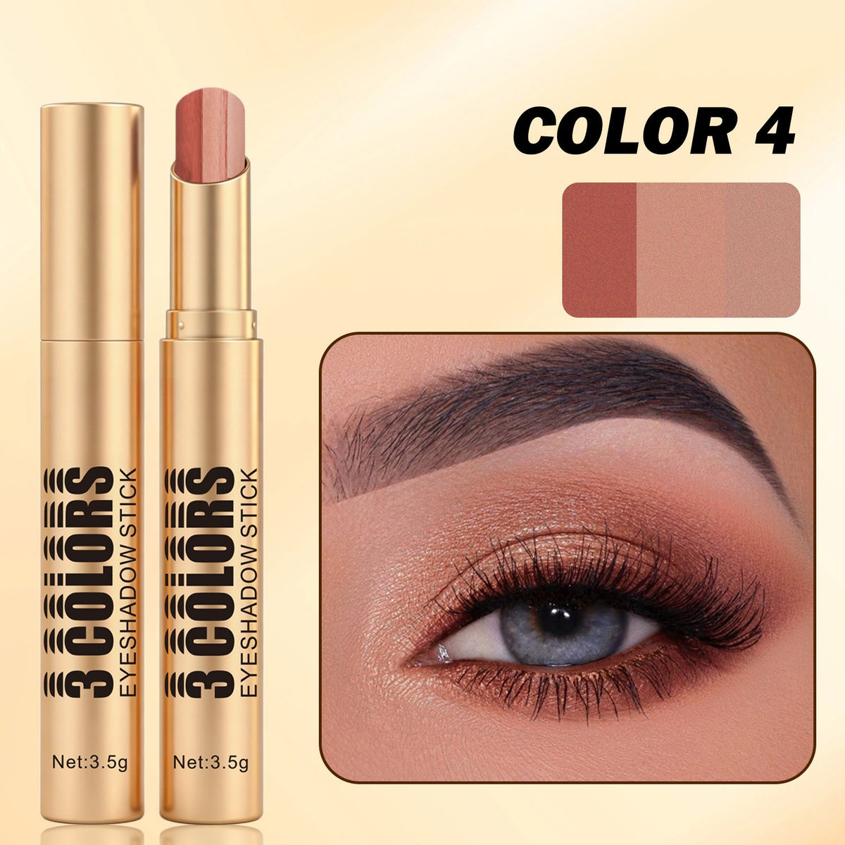 Three color eye shadow stick matte fine flash natural gradual change eye shadow