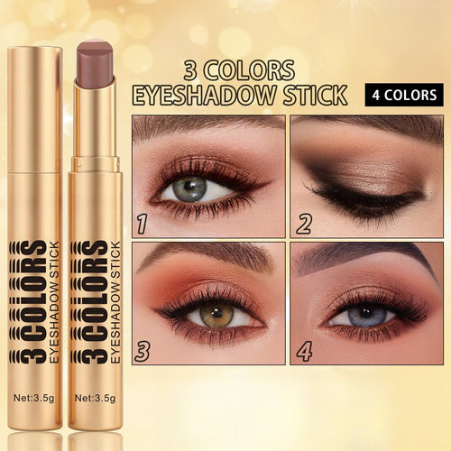 Three color eye shadow stick matte fine flash natural gradual change eye shadow