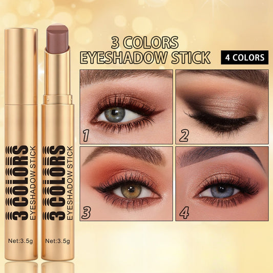 Three color eye shadow stick matte fine flash natural gradual change eye shadow