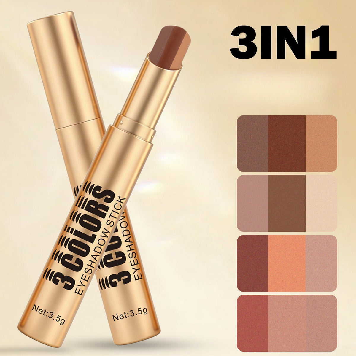 Three color eye shadow stick matte fine flash natural gradual change eye shadow