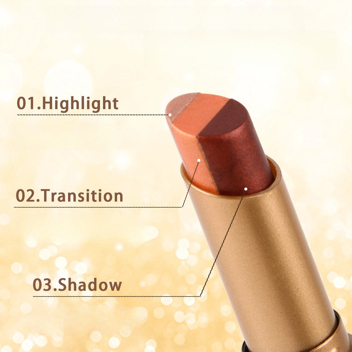 Three color eye shadow stick matte fine flash natural gradual change eye shadow