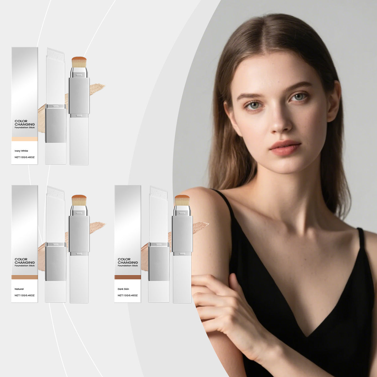 Two in one color changing foundation make-up stick