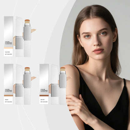 Two in one color changing foundation make-up stick