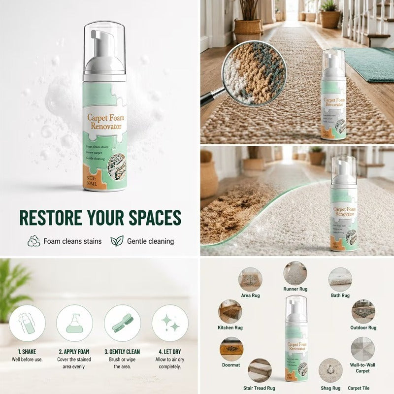 Waterless Carpet Foam Stain Remover with Towel