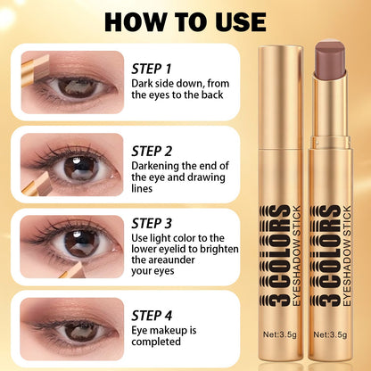 Three color eye shadow stick matte fine flash natural gradual change eye shadow