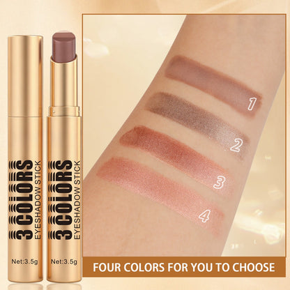 Three color eye shadow stick matte fine flash natural gradual change eye shadow