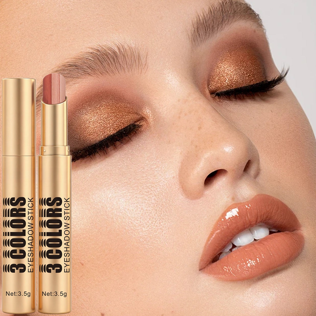 Three color eye shadow stick matte fine flash natural gradual change eye shadow