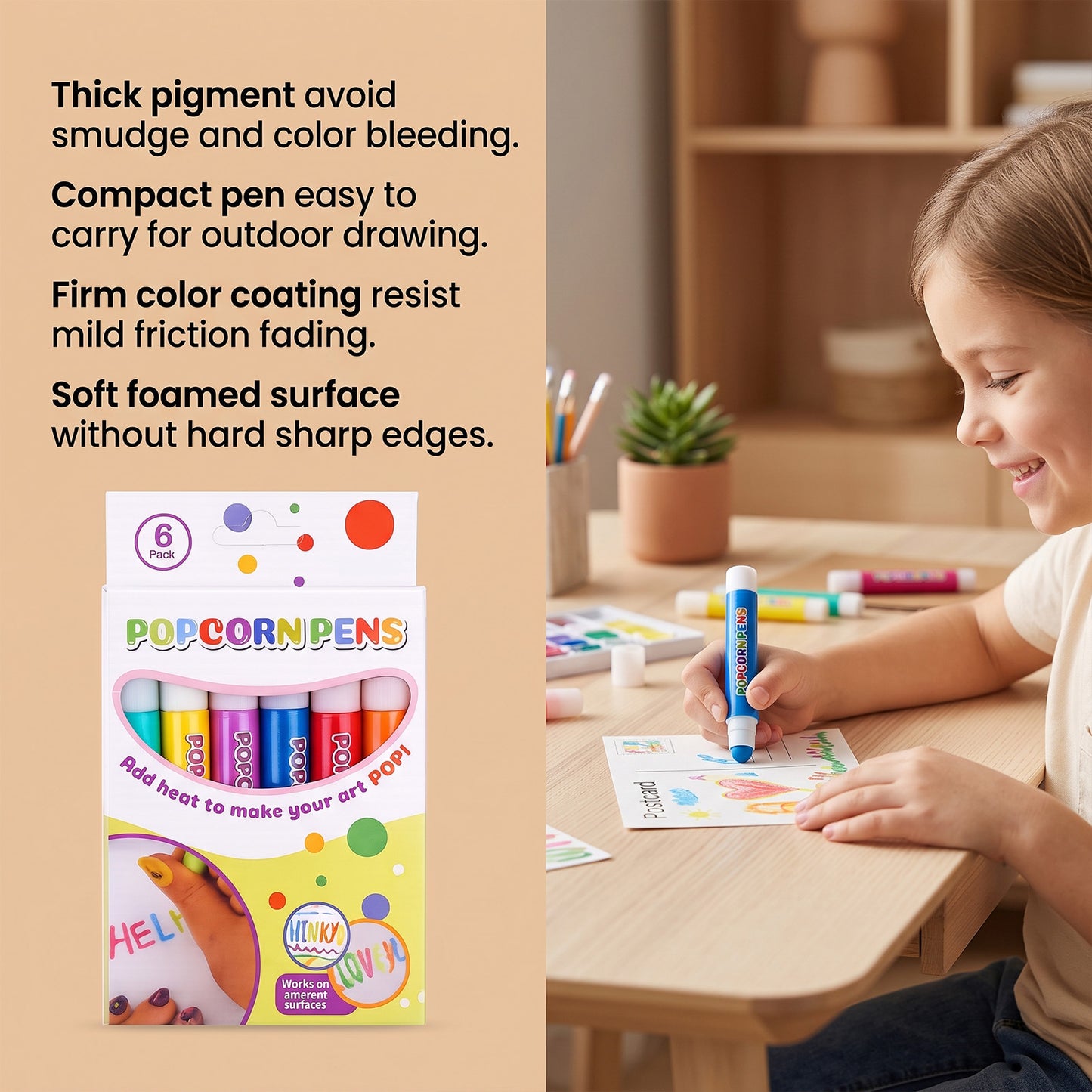 Nigwmere 💖Popcorn Expansion Pen Silky Smooth and Easy to Color Creating a 3D Effect🥕